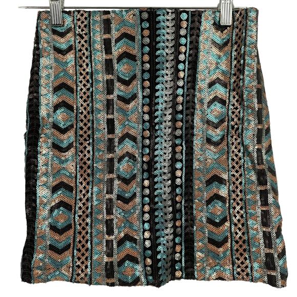 Anthro Anthropologie Birdcage Label Sequin Mini Skirt Size Small - Picture 1 of 5